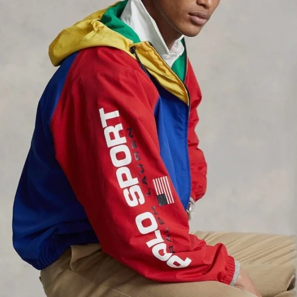 NWT POLO SPORT Ralph Lauren Colorblock Hooded Windbreaker Jacket size L - Picture 2 of 16